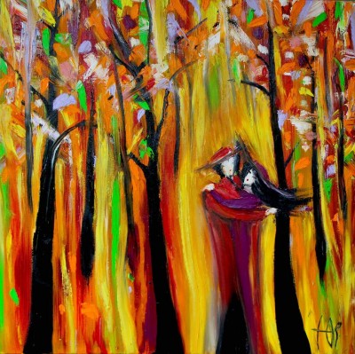 Trees waltz, 20x20, oil paint by Julia Kosivchuk